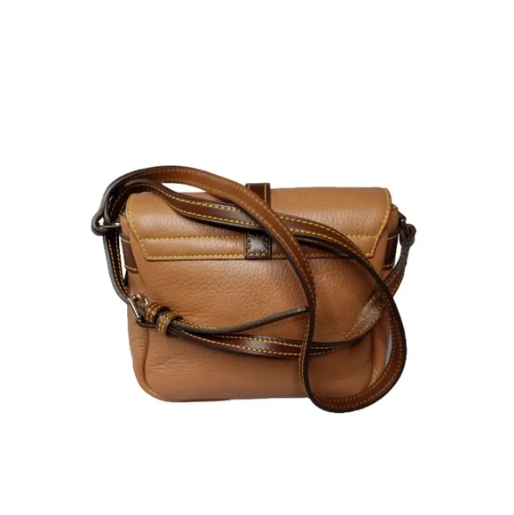 Dooney & Bourke Samba Pebbled Leather Flap Crossbody Bag Brown Small Retail $238